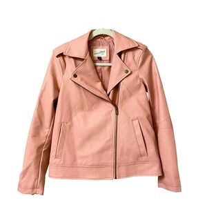 Universal Thread pink blush spring faux leather moto biker zip up jacket size XS